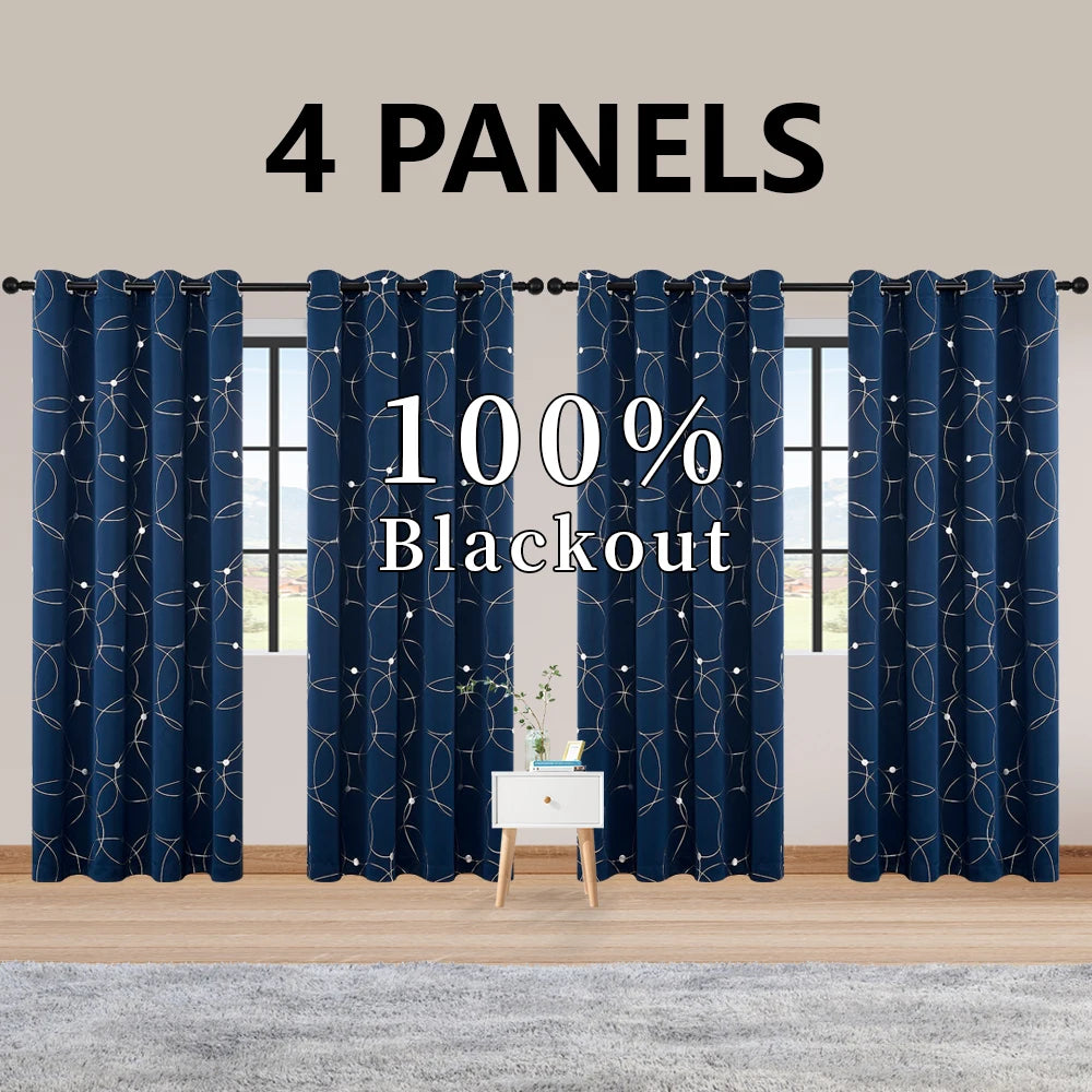 4 Piece Grommet Thermal Blackout Curtains