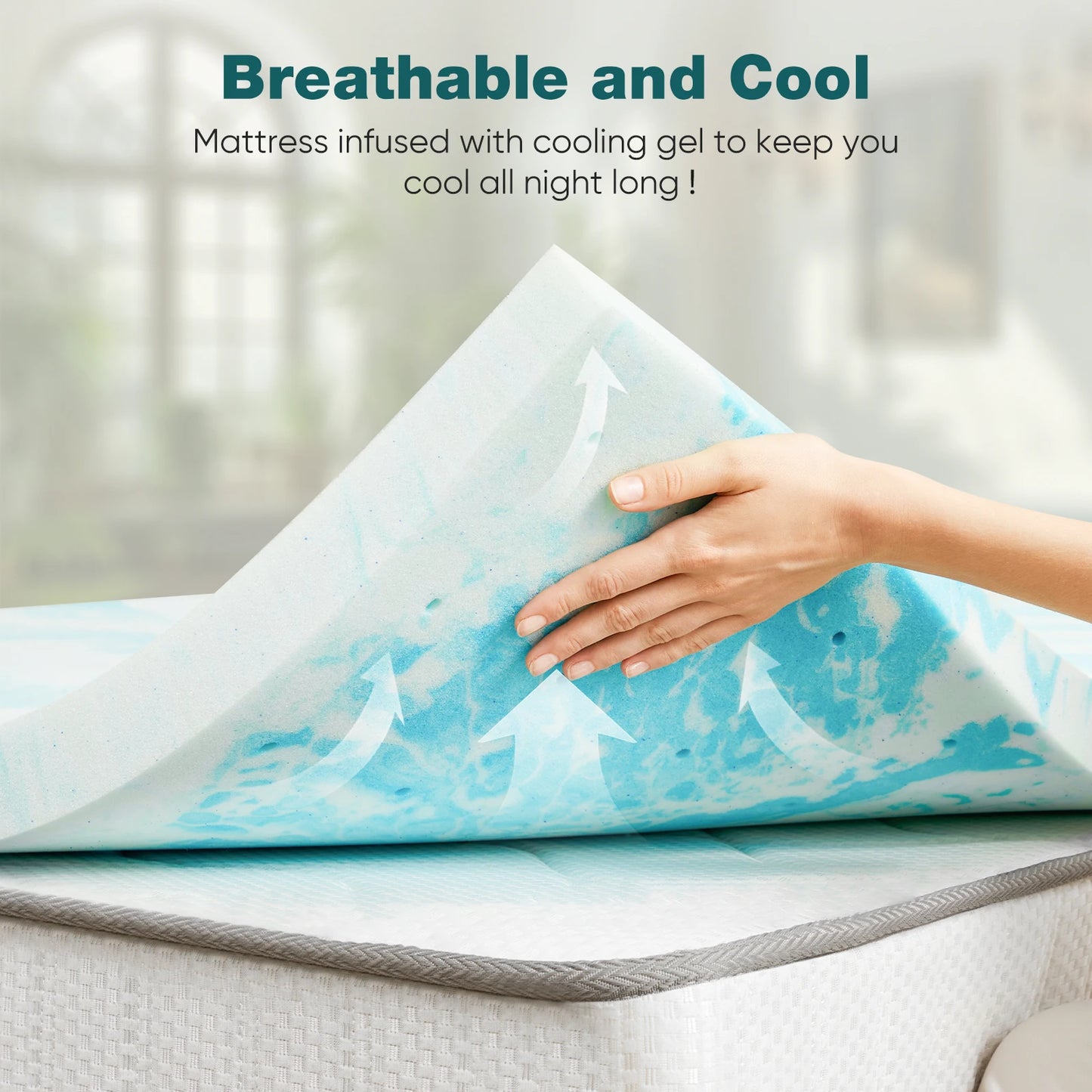 JHK 2 or 3 Inch Gel Memory Foam Cooling Mattress Topper