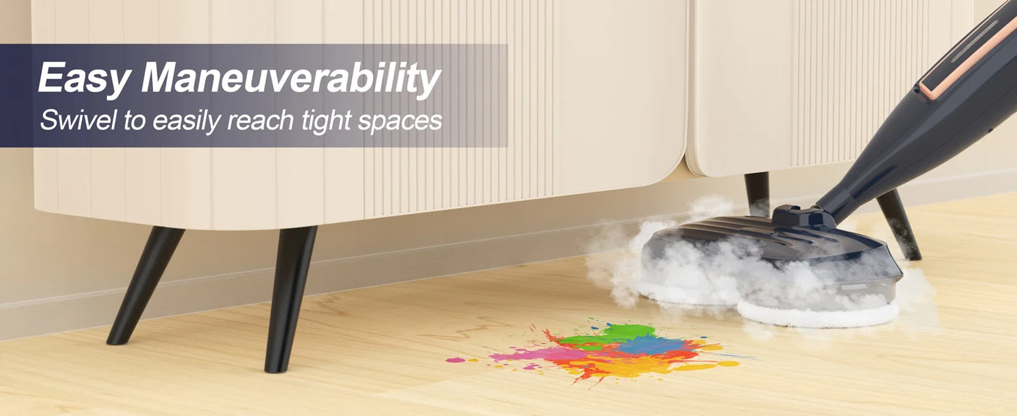 1300W Steam Mop Cleaner with Rotating Mop Pad