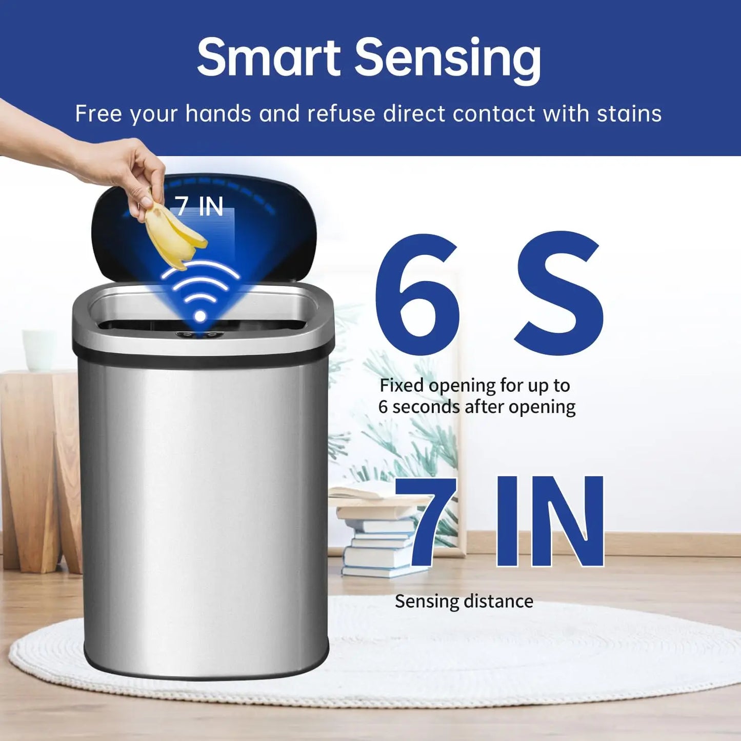Automatic Touchless 13-Gallon Stainless Steel Trash Can with Odor Control