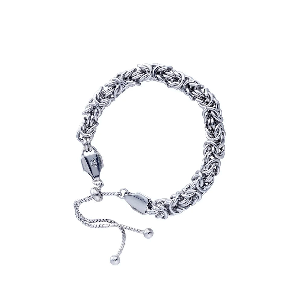 Byzantine Emperor Chain Bracelet 925 Sterling Silver Adjustable