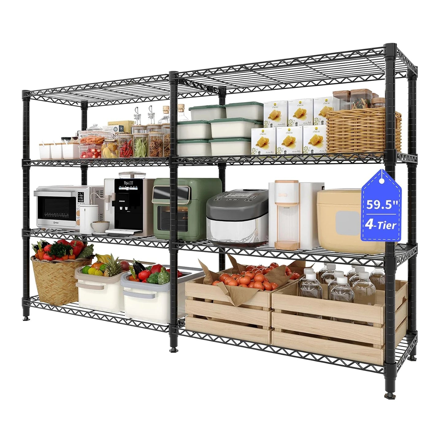Heavy Duty Metal Pantry Storage Shelves 4 or 5 Tiers