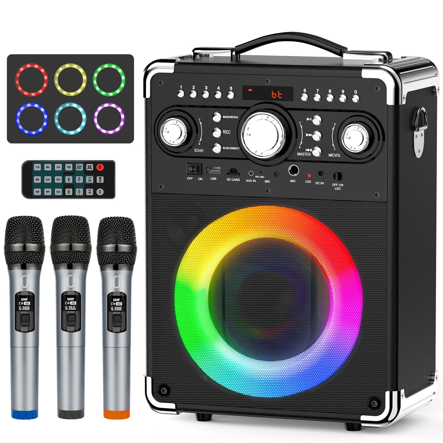 FanFun Karaoke Machine with 3 Microphones
