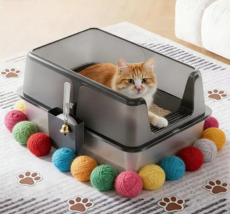 Stainless Steel Cat Litter Box with Lid