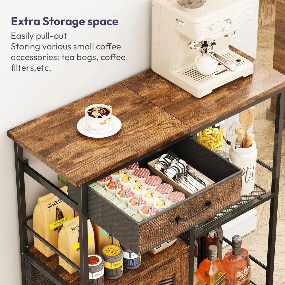 Farmhouse Coffee Bar with Drawers For Small Space