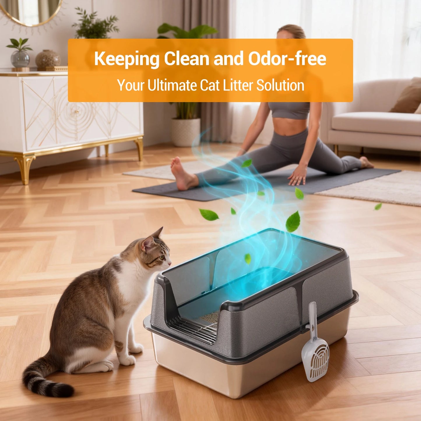Stainless Steel Cat Litter Box with Lid