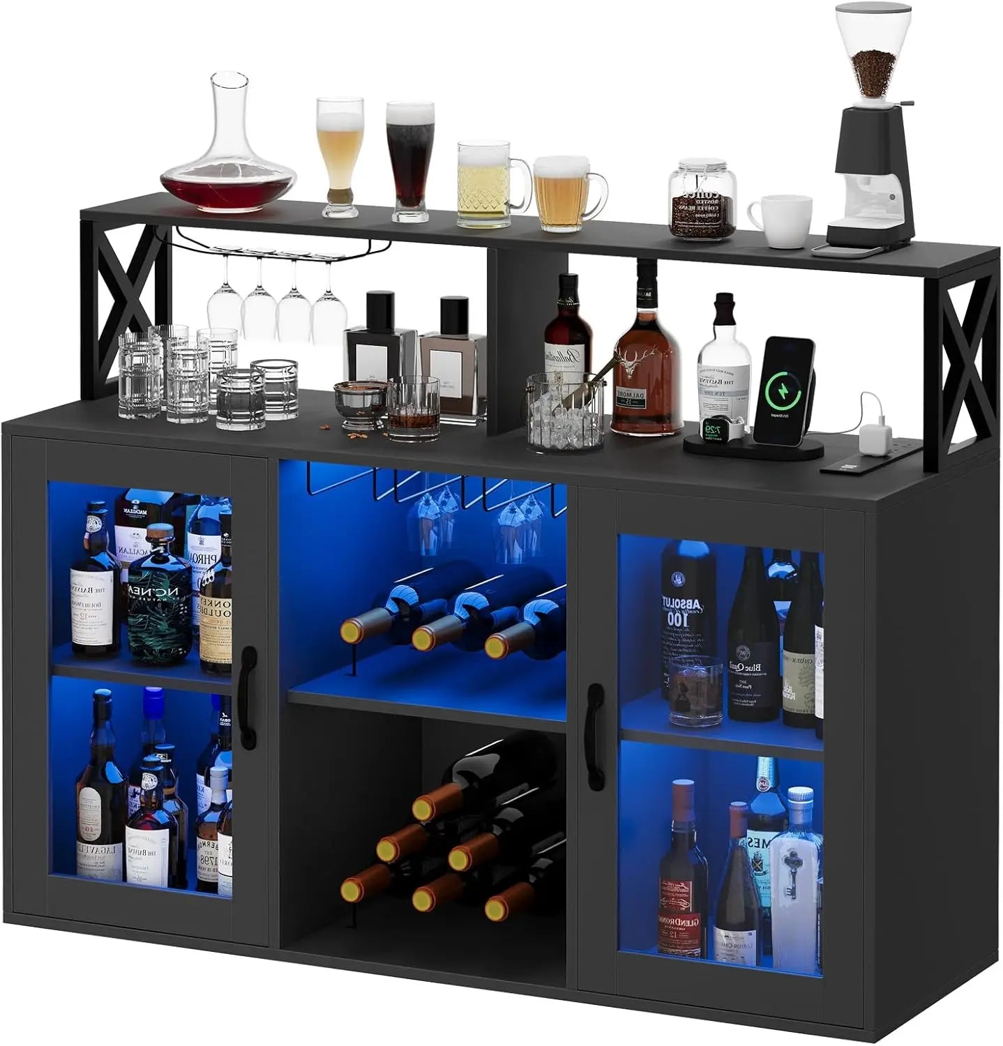 Wine Bar Cabinet with Wine Rack
