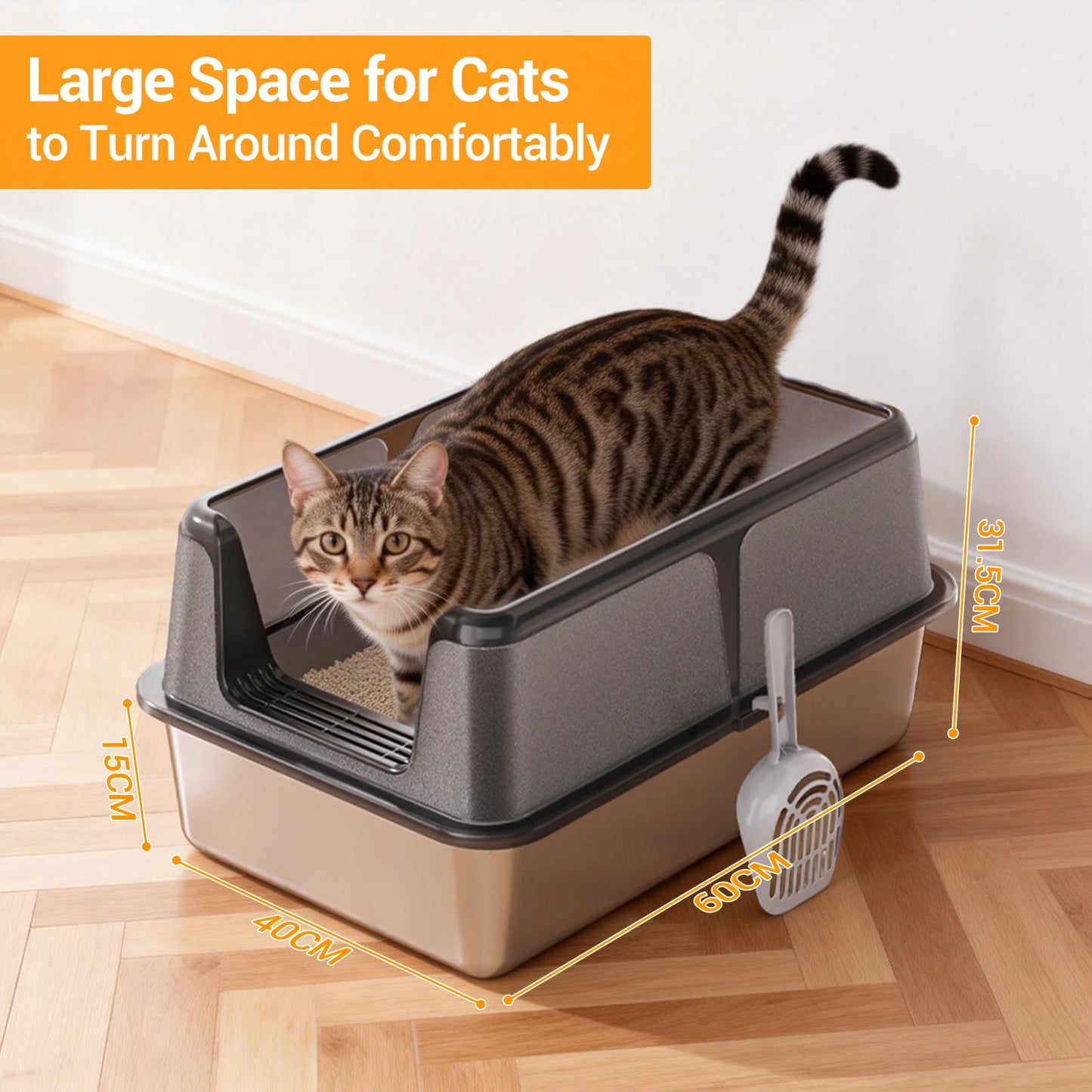 Stainless Steel Cat Litter Box with Lid