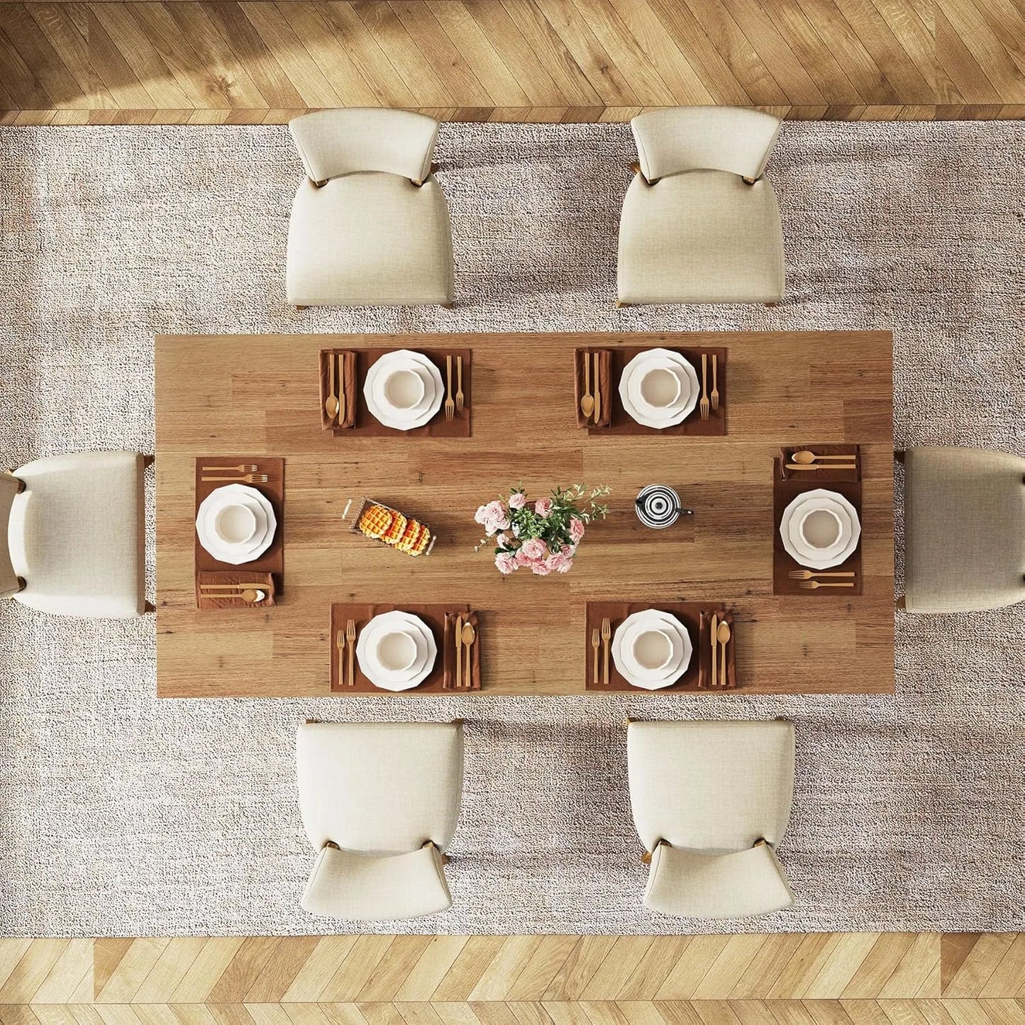 63-inch Farmhouse Dining Table for 4-6