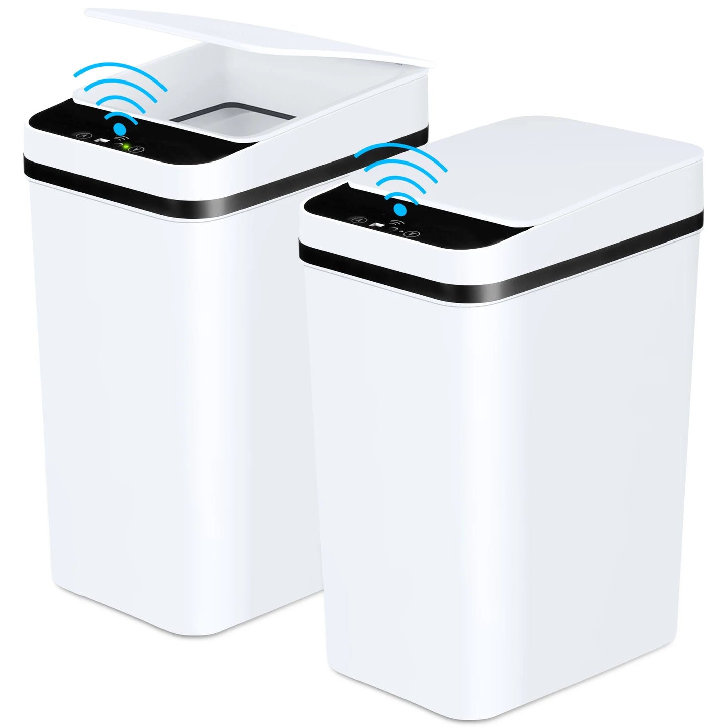 2 Pack 12 Liter Automatic Trash Cans Slim Design with Lid