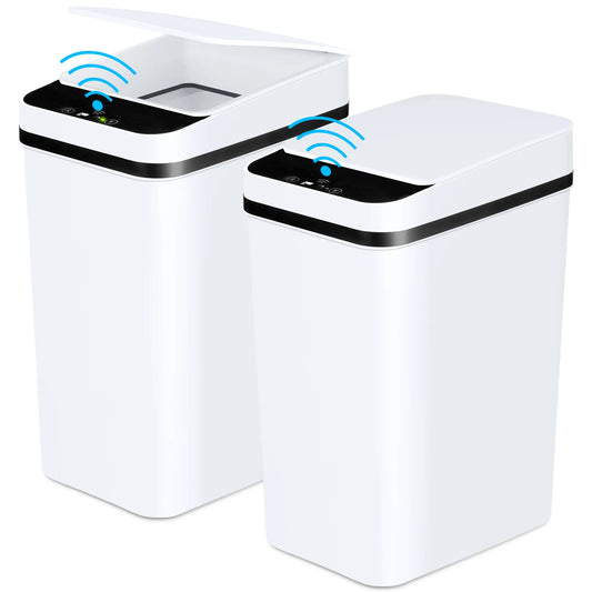 2 Pack 12 Liter Automatic Trash Cans Slim Design with Lid