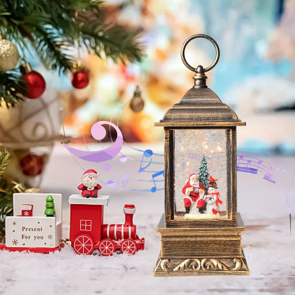 10 Inch Lighted Christmas Tree Music Box Lantern