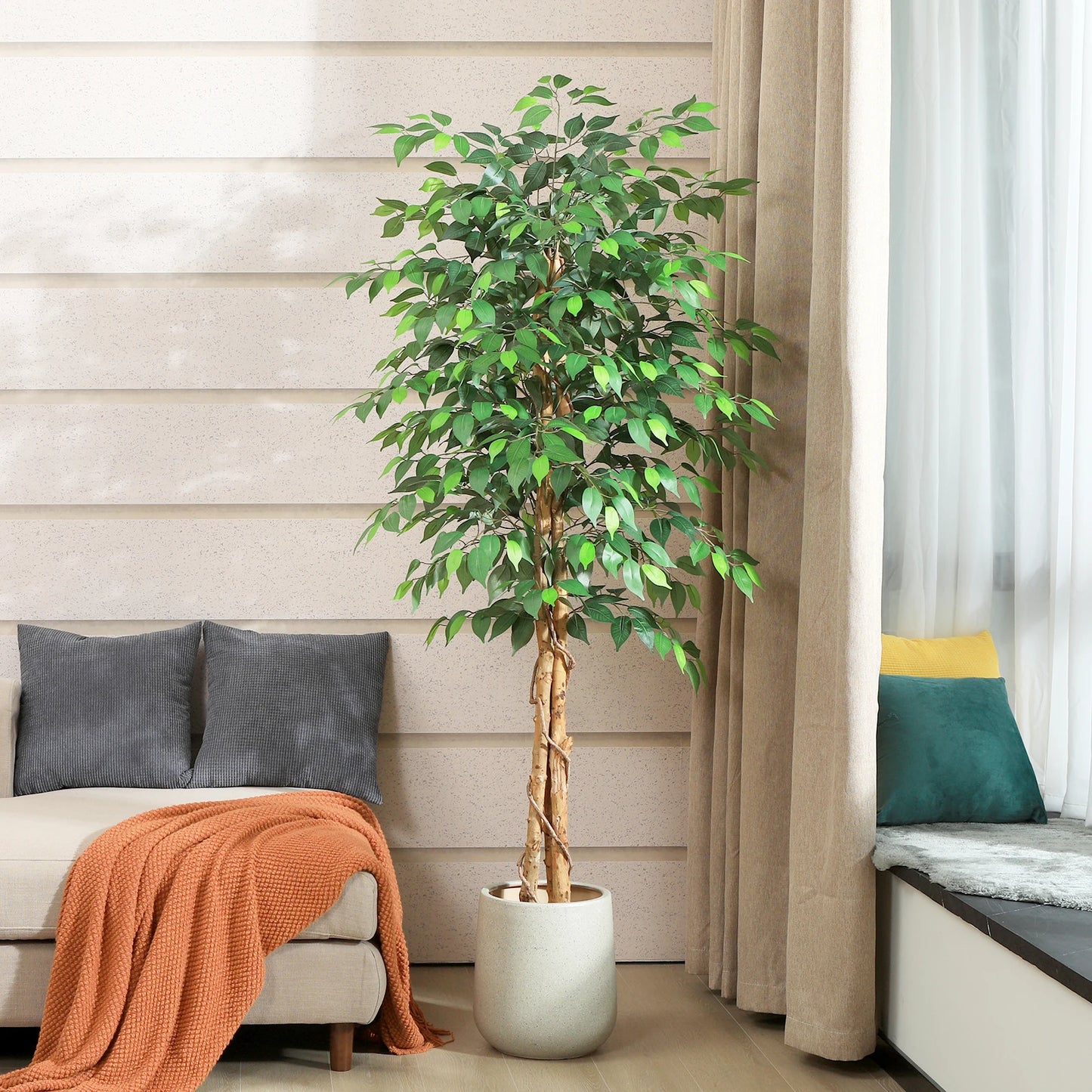 Artificial Ficus Tree with Natural Curved Trunk