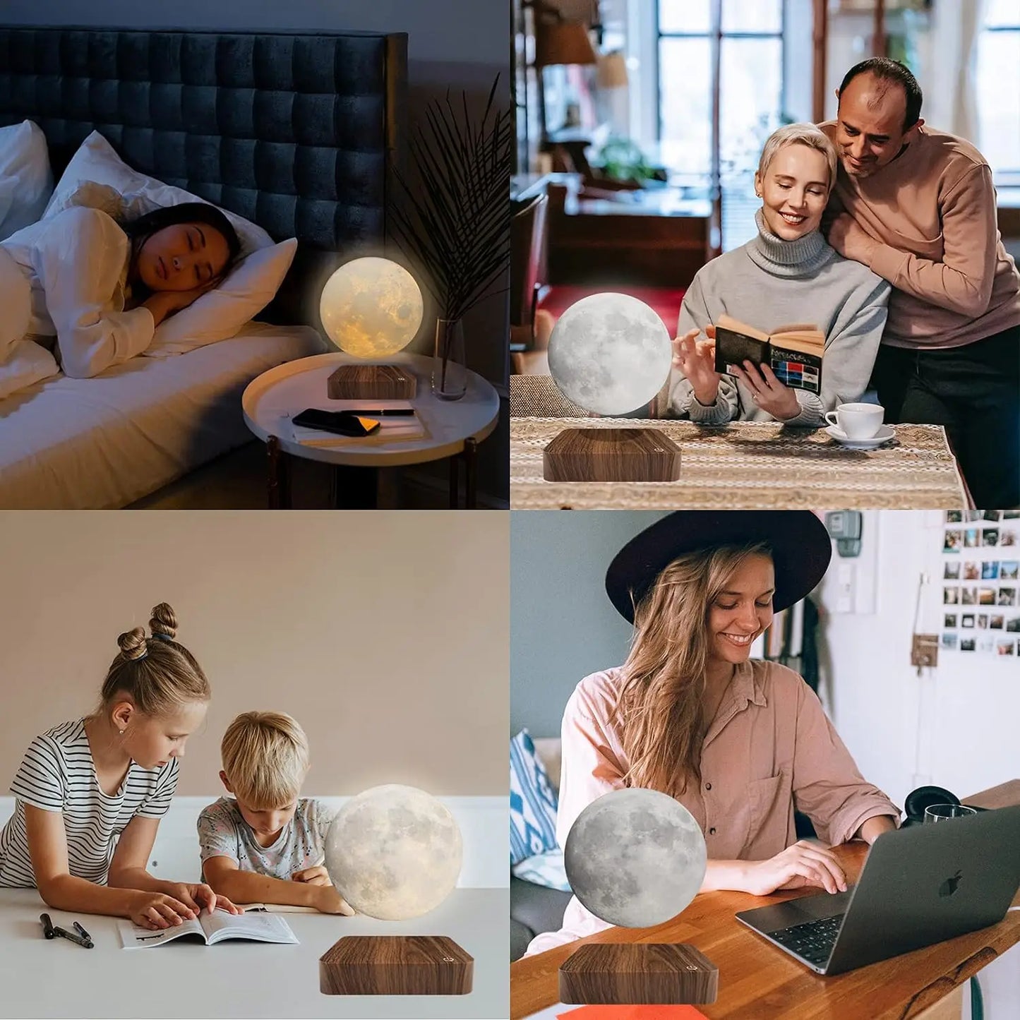 LED Magnetic Floating Moon Lamp with Wooden Base