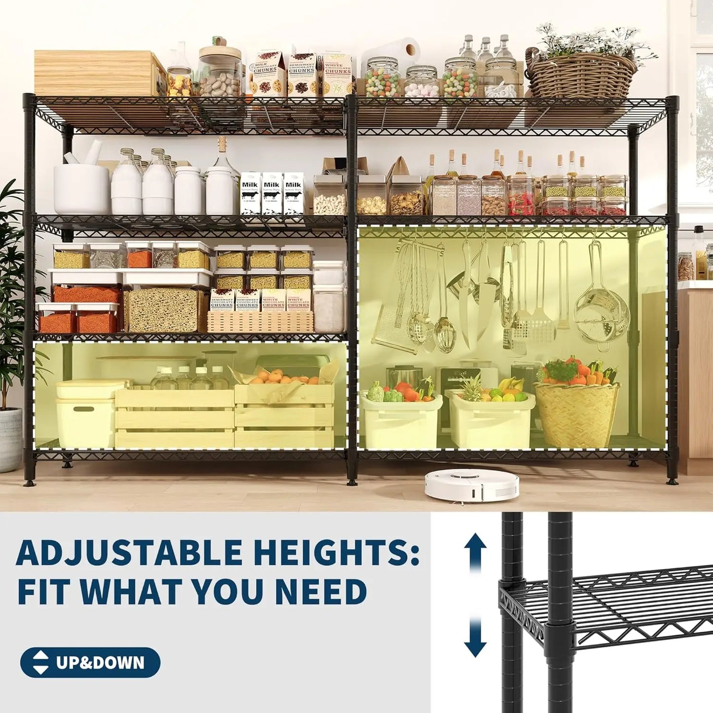 Heavy Duty Metal Pantry Storage Shelves 4 or 5 Tiers
