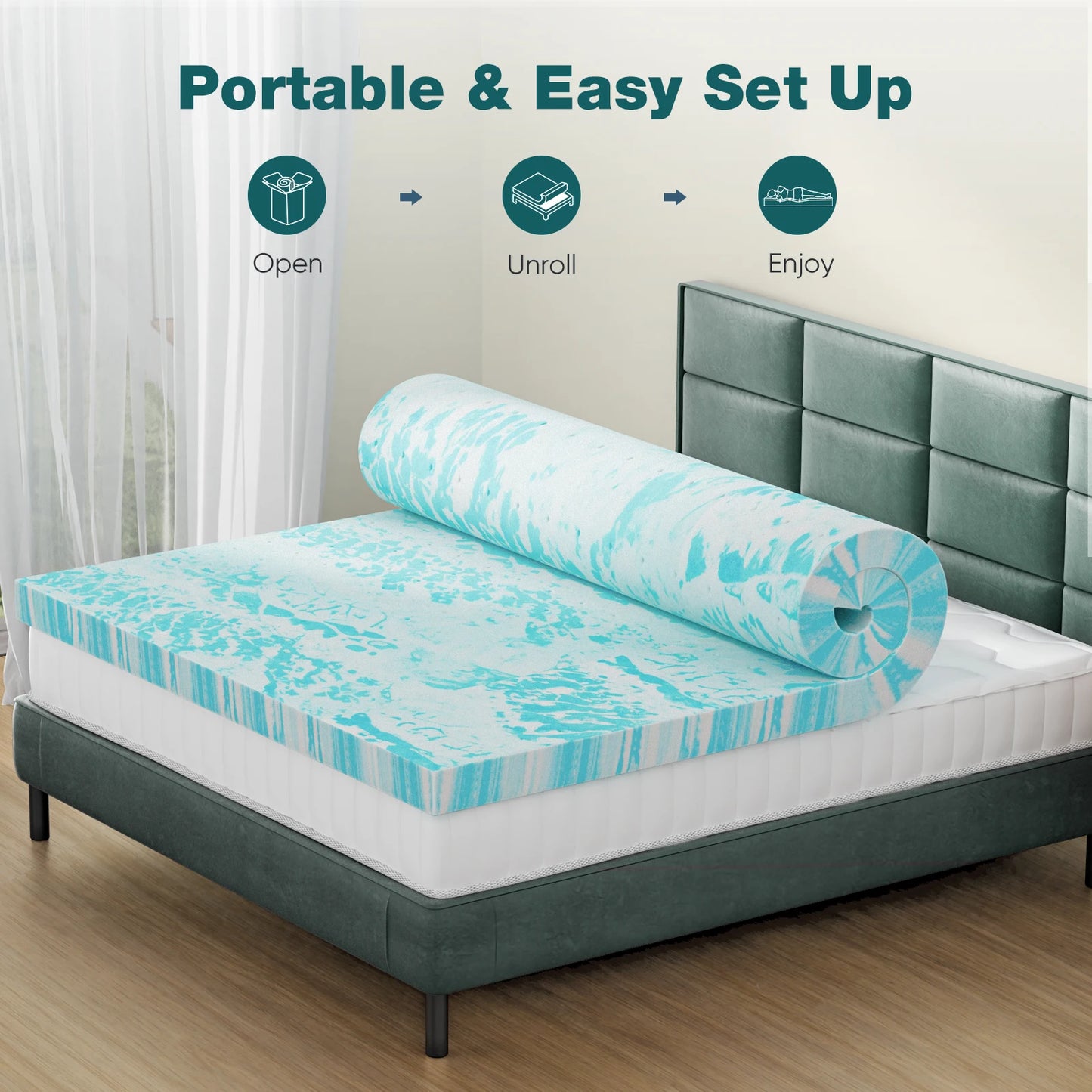 JHK 2 or 3 Inch Gel Memory Foam Cooling Mattress Topper
