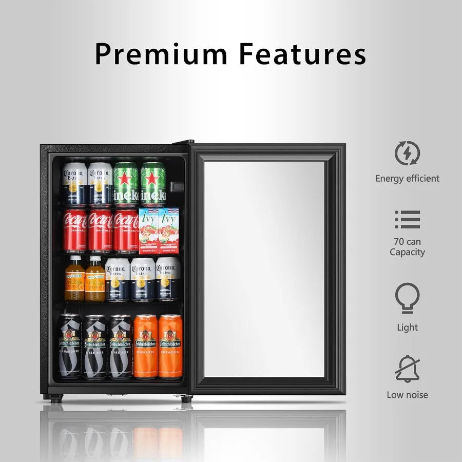 2.3 Cu.Ft Mini Beverage Fridge with Glass Door