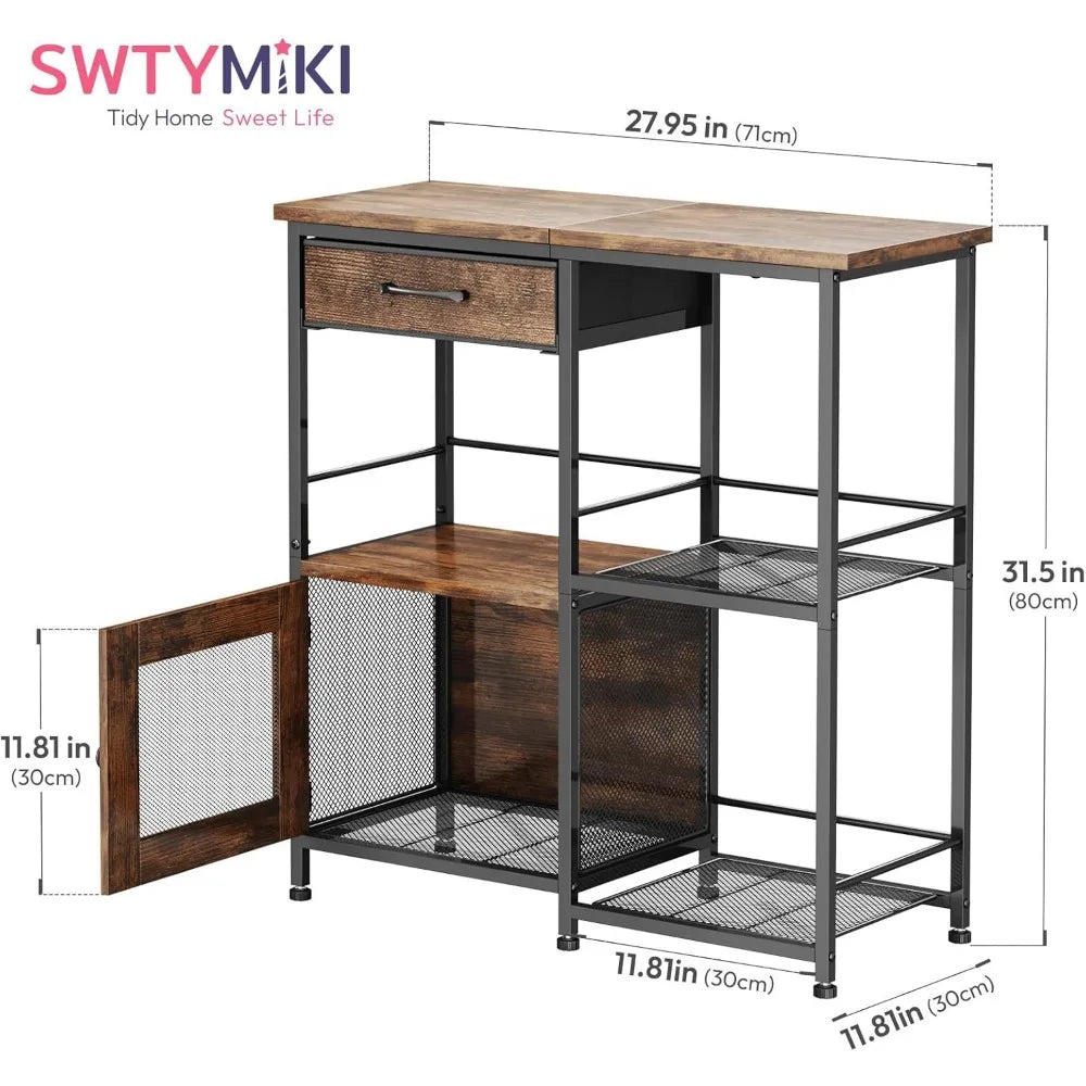 Farmhouse Coffee Bar with Drawers For Small Space