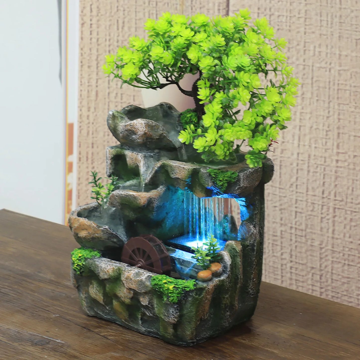 Indoor Water Feature with Color Changing LED Lighting