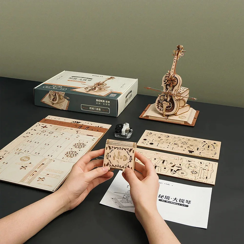 Robotime ROKR 3D Wooden Puzzle Magic Cello Music Box