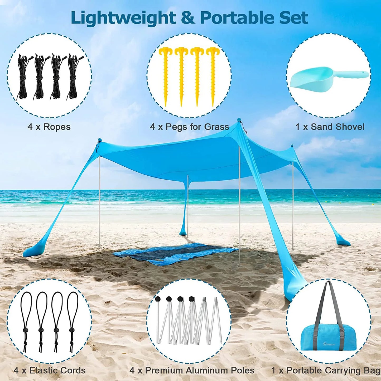 Outdoor Lawn and Beach Canopy Tent For Sun Protection and Cooling