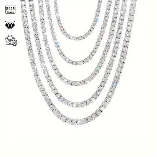 925 Sterling Silver With Moissanite Tennis Necklace Gift