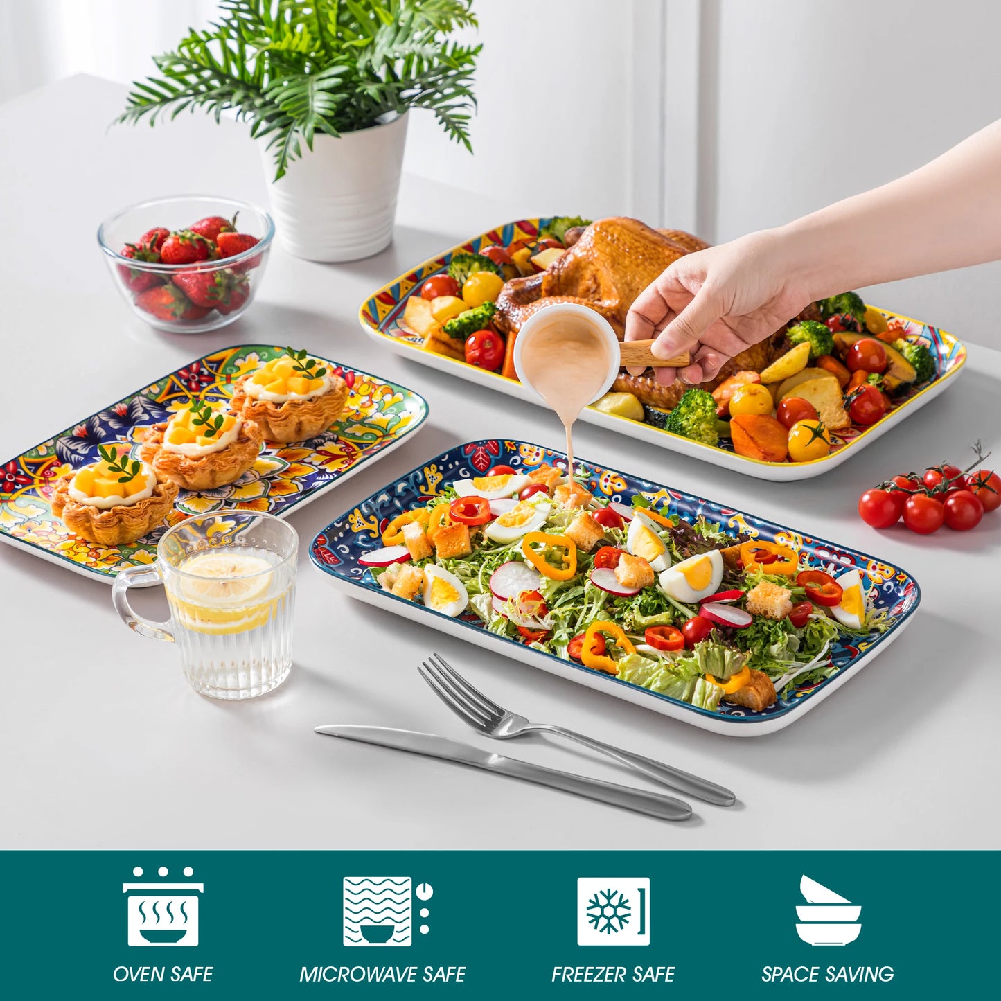 Vancasso 3 or 6 Piece Long Ceramic Plates