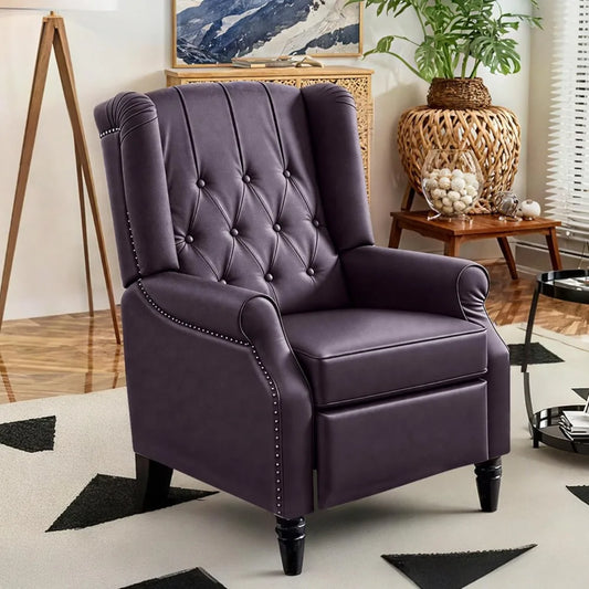 Pushback Wingback Recliner Chair with Rivet Decoration