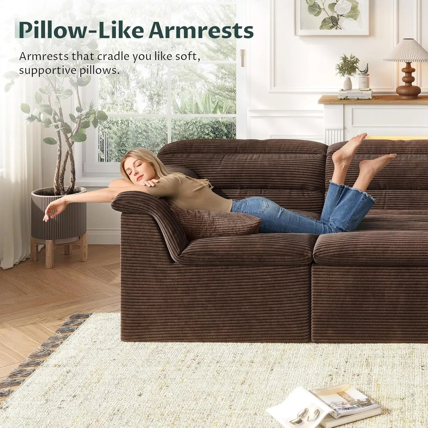 Modular Cloud 112 Inch Sectional Couch with Ottoman