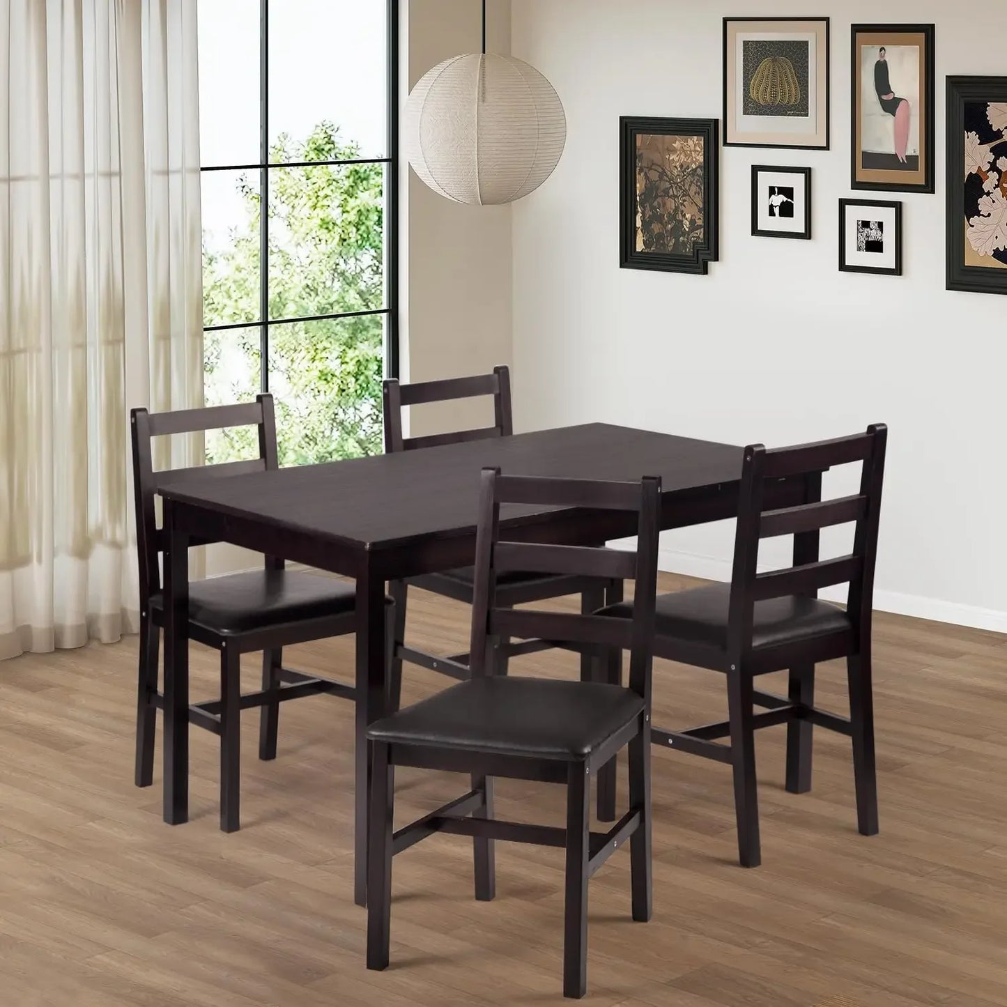 Bestseller Small Space Pine Wood Kitchen Table and Four Chairs