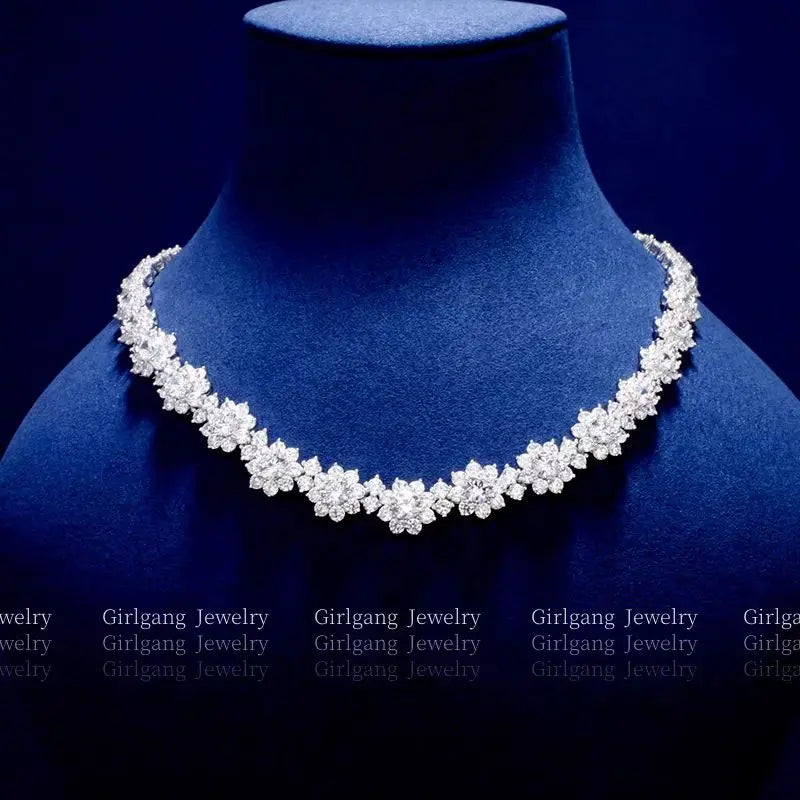 925 Sterling Silver 18K Gold Necklace with Moissanite