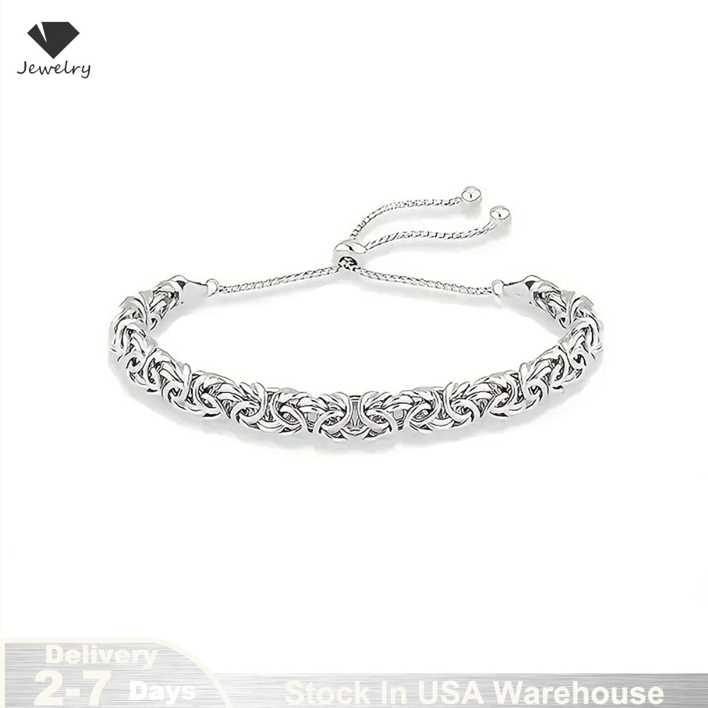 Byzantine Emperor Chain Bracelet 925 Sterling Silver Adjustable