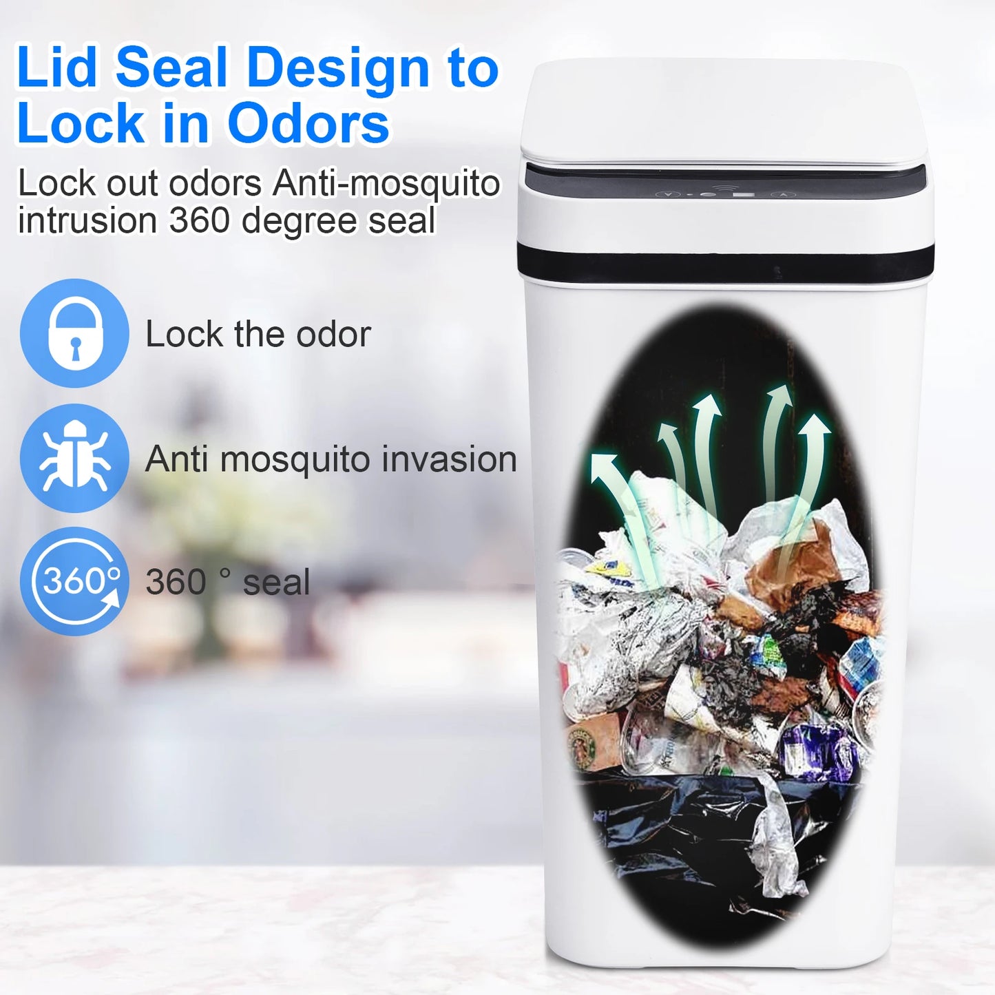 2 Pack 12 Liter Automatic Trash Cans Slim Design with Lid