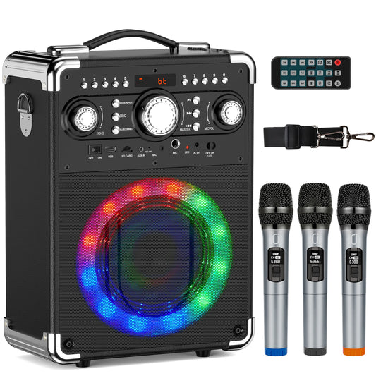 FanFun Karaoke Machine with 3 Microphones