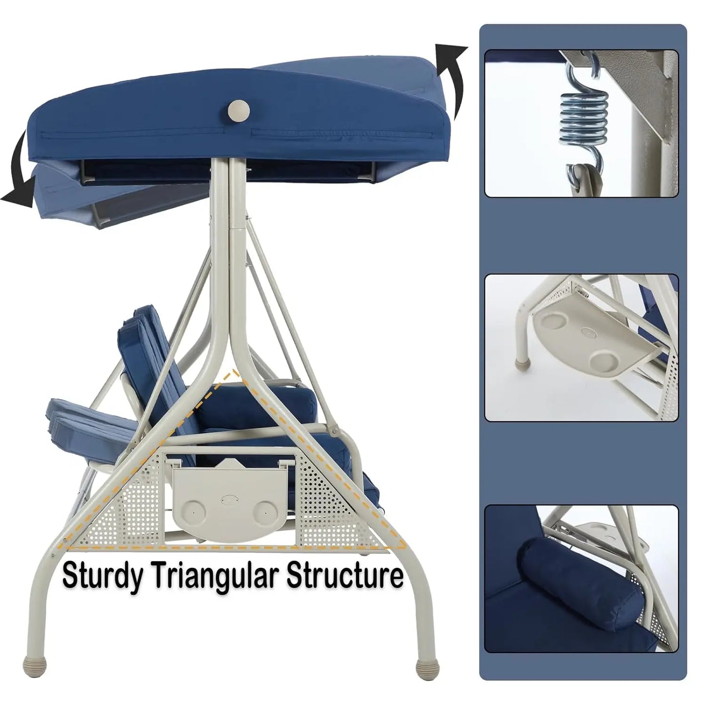 3 Person Patio Swing with Canopy And Stand