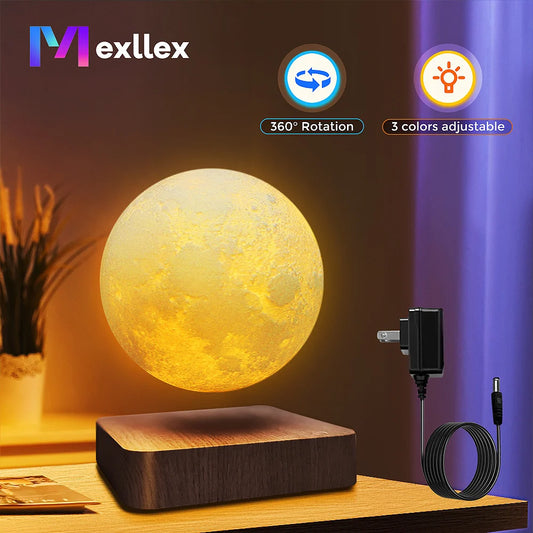 LED Magnetic Floating Moon Lamp with Wooden Base