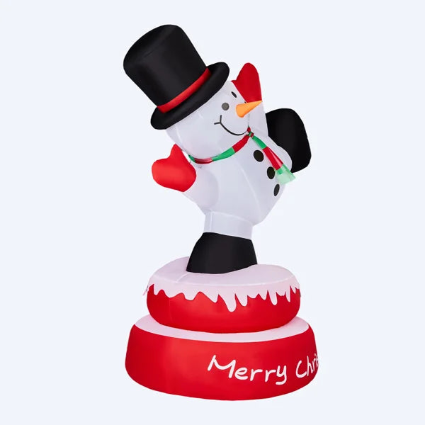 4.8 FT Rotating Inflatable Snowman Decoration with 3 Built-in LED Lights