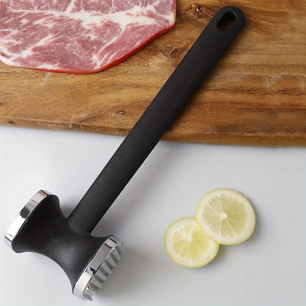 Heavy Duty Kitchen Meat Tenderizer with Rubber Grip,  Head for Effortless Pounding and