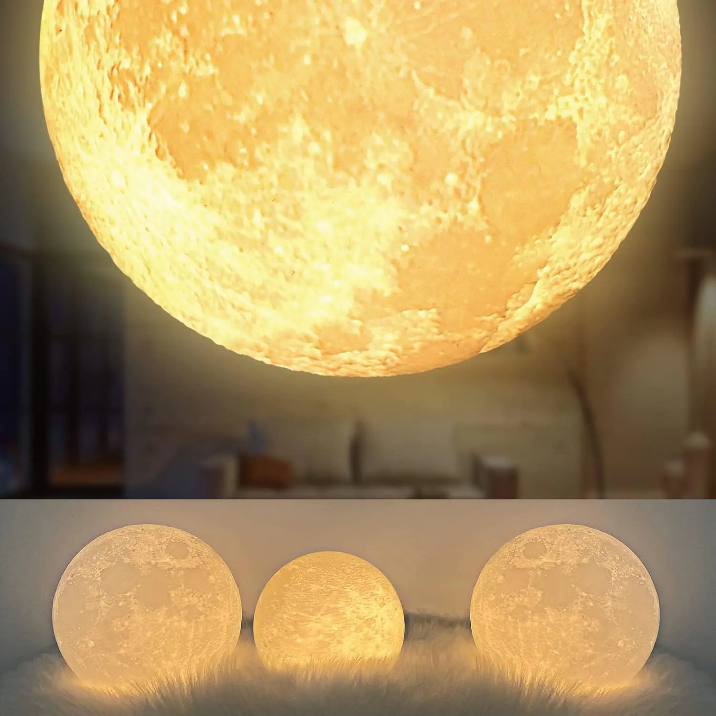 LED Magnetic Floating Moon Lamp with Wooden Base