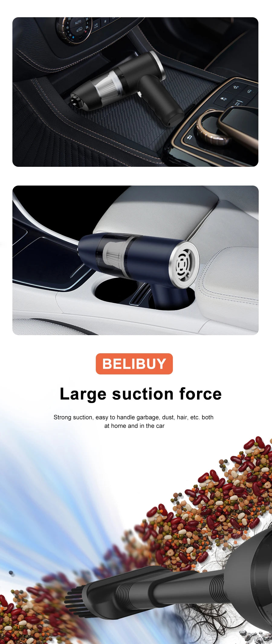 BELIBUY High Power Portable Vacuum Cleaner