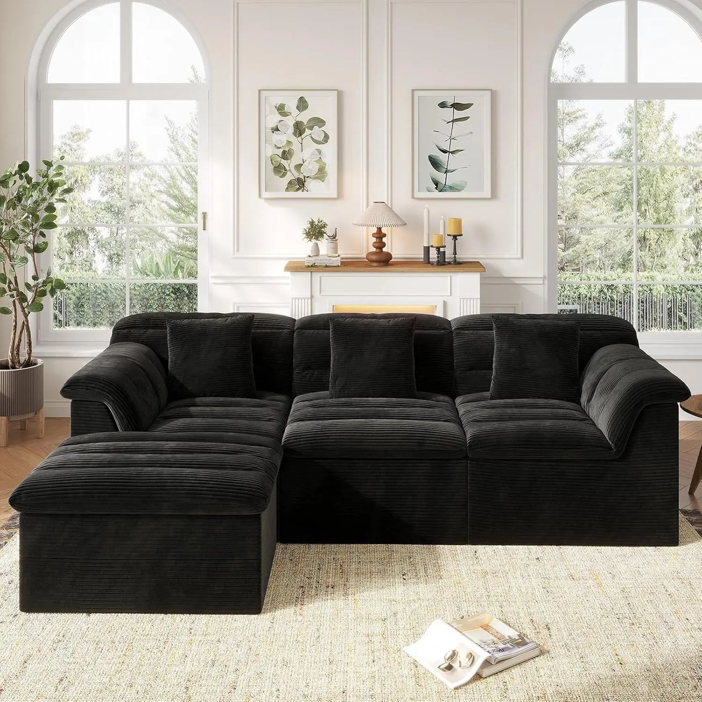 Modular Cloud 112 Inch Sectional Couch with Ottoman