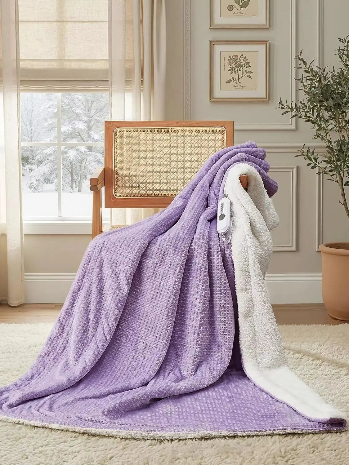 90" x 100" Heated Electric Blanket with 4 Heat Settings Auto Off Safety Protection Machine Washable
