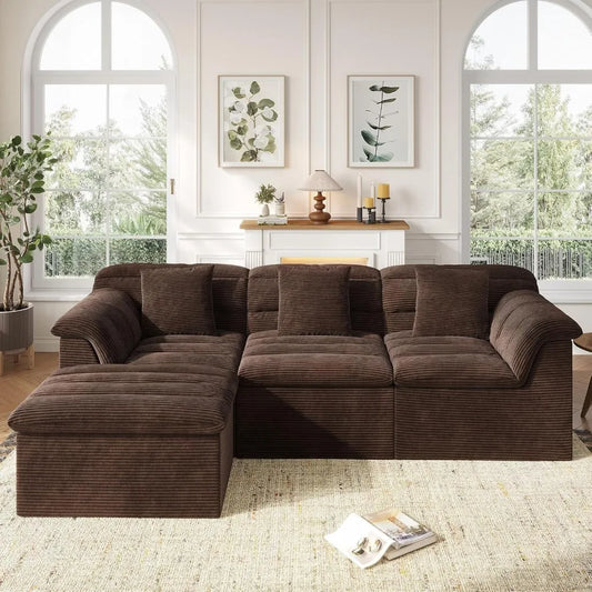 Modular Cloud 112 Inch Sectional Couch with Ottoman