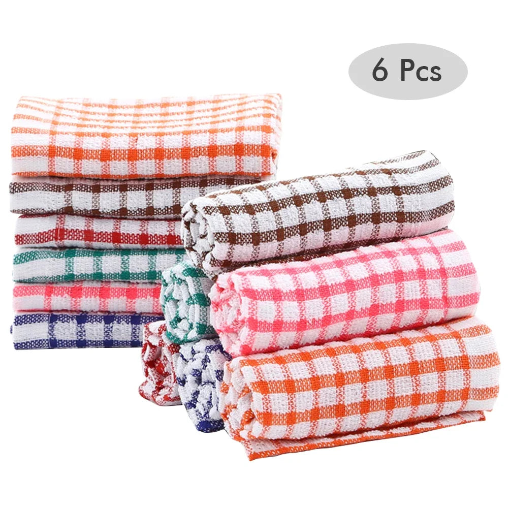 6 Piece Cotton Kitchen Tea Towels 10 x 14 Inch