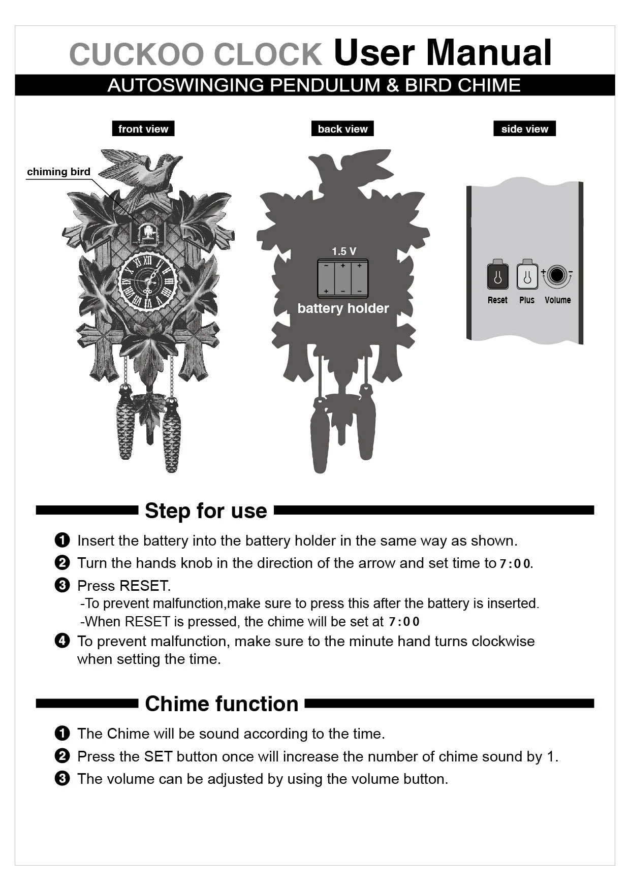 Wall Mount Cuckoo Clock