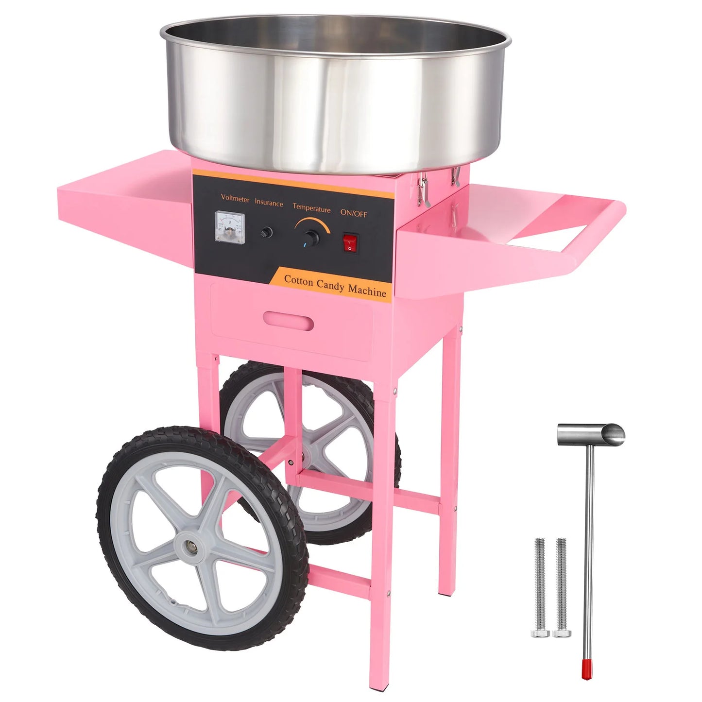 SucceBuy Electric Cotton Candy Machine with Cart and Stainless Steel Bowl