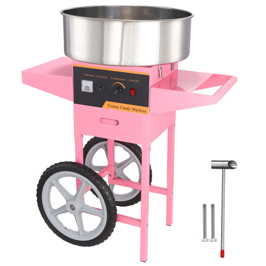 SucceBuy Electric Cotton Candy Machine with Cart and Stainless Steel Bowl