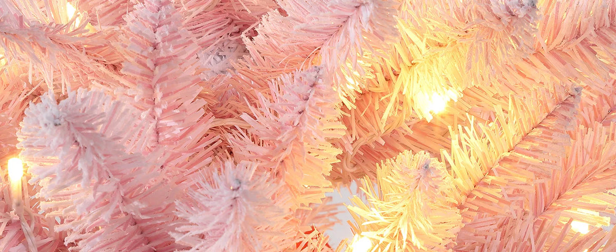 6ft or 7ft Pre-Lit Rose Gold Christmas Tree – Artificial Slim Pencil Tree with Realistic Branch Tips