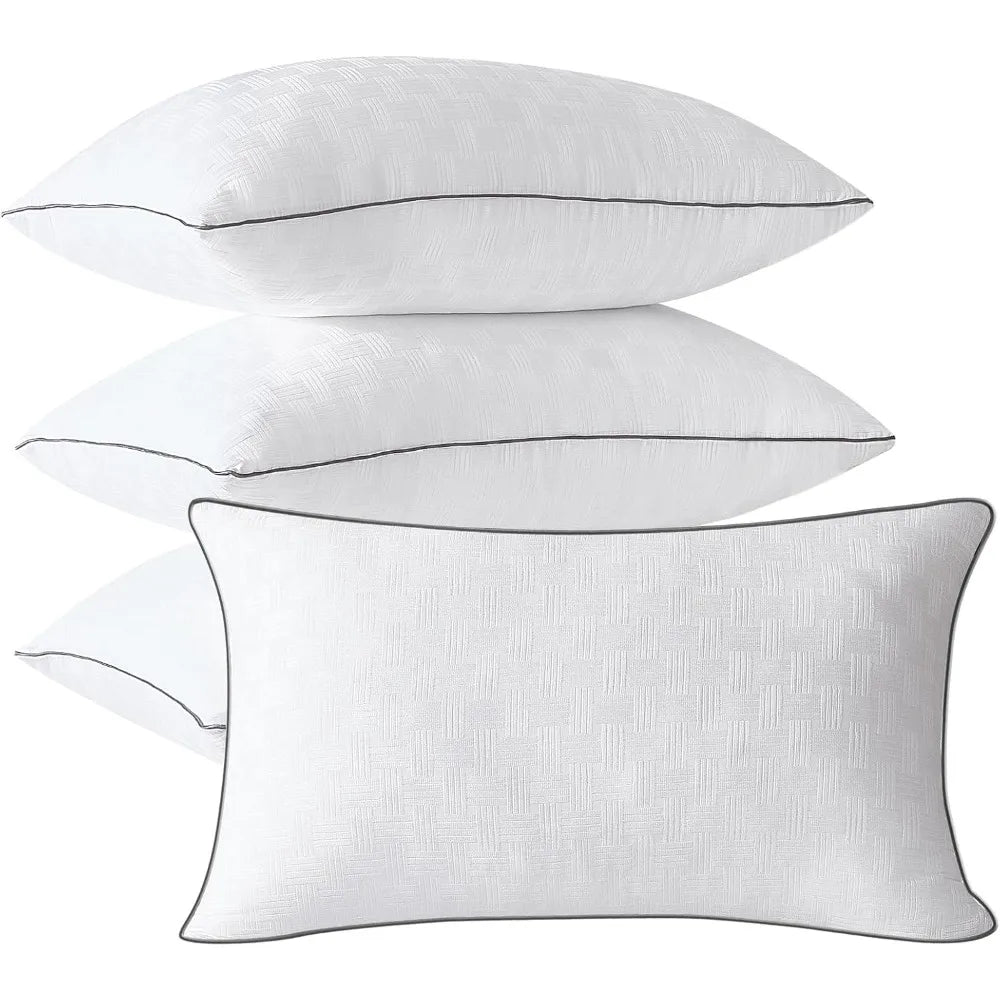 Set of 4 King Size Seersucker Bed Pillows