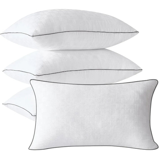 Set of 4 King Size Seersucker Bed Pillows